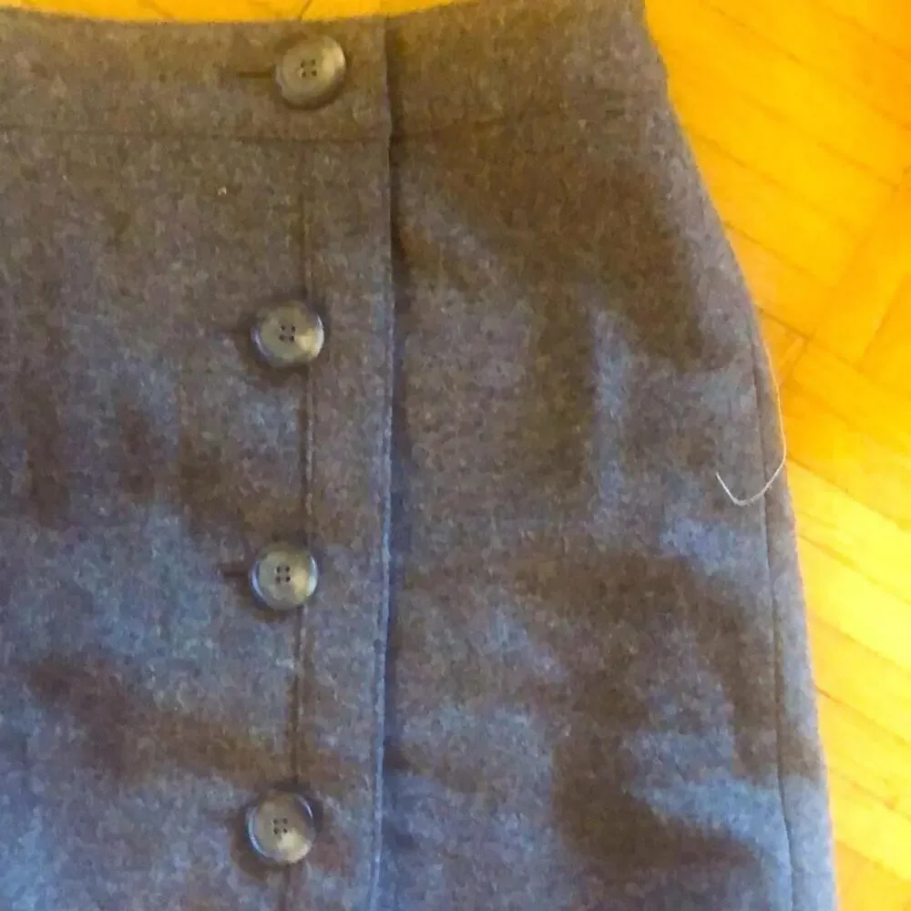LOFT Gray Wool Skirt with Buttons - Picture 3 of 3